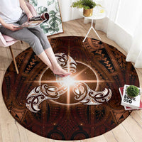 New Zealand Matariki Tupuanuku Round Carpet Maori Moko Brown Galaxy