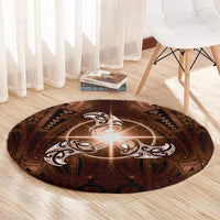 New Zealand Matariki Tupuanuku Round Carpet Maori Moko Brown Galaxy
