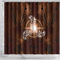 New Zealand Matariki Tupuanuku Shower Curtain Maori Moko Brown Galaxy