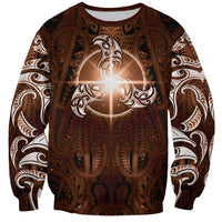 New Zealand Matariki Tupuanuku Sweatshirt Maori Moko Brown Galaxy