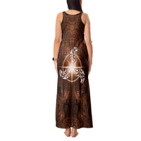 New Zealand Matariki Tupuanuku Tank Maxi Dress Maori Moko Brown Galaxy