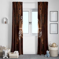 New Zealand Matariki Tupuanuku Window Curtain Maori Moko Brown Galaxy