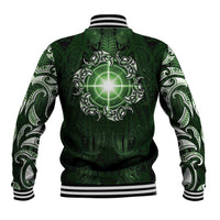 New Zealand Matariki Tupuarangi Baseball Jacket Maori Moko Green Galaxy