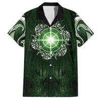 New Zealand Matariki Tupuarangi Family Matching Off Shoulder Short Dress and Hawaiian Shirt Maori Moko Green Galaxy LT05 Dad's Shirt - Short Sleeve Green - Polynesian Pride
