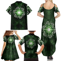 New Zealand Matariki Tupuarangi Family Matching Summer Maxi Dress and Hawaiian Shirt Maori Moko Green Galaxy LT05 - Polynesian Pride