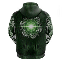 New Zealand Matariki Tupuarangi Hoodie Maori Moko Green Galaxy LT05 - Polynesian Pride
