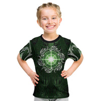 New Zealand Matariki Tupuarangi Kid T Shirt Maori Moko Green Galaxy