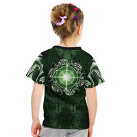 New Zealand Matariki Tupuarangi Kid T Shirt Maori Moko Green Galaxy