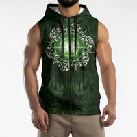 New Zealand Matariki Tupuarangi Sleeveless Zip Hoodie Maori Moko Green Galaxy LT05 - Polynesian Pride
