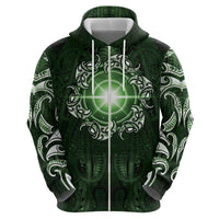 New Zealand Matariki Tupuarangi Zip Hoodie Maori Moko Green Galaxy