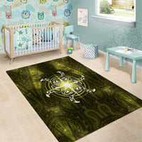 New Zealand Matariki Hiwaiterangi Area Rug Maori Moko Yellow Galaxy