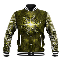 New Zealand Matariki Hiwaiterangi Baseball Jacket Maori Moko Yellow Galaxy