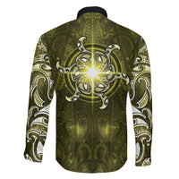 New Zealand Matariki Hiwaiterangi Family Matching Off Shoulder Short Dress and Hawaiian Shirt Maori Moko Yellow Galaxy LT05 - Polynesian Pride