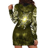 New Zealand Matariki Hiwaiterangi Hoodie Dress Maori Moko Yellow Galaxy LT05 - Polynesian Pride
