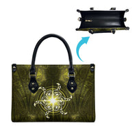 New Zealand Matariki Hiwaiterangi Leather Bag Maori Moko Yellow Galaxy