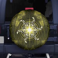New Zealand Matariki Hiwaiterangi Spare Tire Cover Maori Moko Yellow Galaxy LT05 No hole Yellow - Polynesian Pride