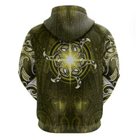New Zealand Matariki Hiwaiterangi Zip Hoodie Maori Moko Yellow Galaxy LT05 - Polynesian Pride