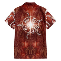 New Zealand Matariki Pohutukawa Hawaiian Shirt Maori Moko Red Galaxy
