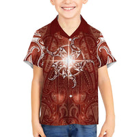 New Zealand Matariki Pohutukawa Kid Hawaiian Shirt Maori Moko Red Galaxy LT05 Kid Red - Polynesian Pride