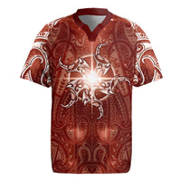 New Zealand Matariki Pohutukawa Rugby Jersey Maori Moko Red Galaxy