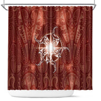 New Zealand Matariki Pohutukawa Shower Curtain Maori Moko Red Galaxy