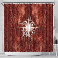 New Zealand Matariki Pohutukawa Shower Curtain Maori Moko Red Galaxy
