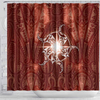New Zealand Matariki Pohutukawa Shower Curtain Maori Moko Red Galaxy