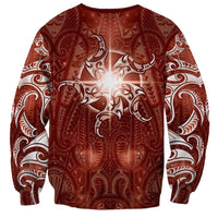 New Zealand Matariki Pohutukawa Sweatshirt Maori Moko Red Galaxy