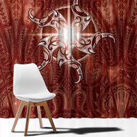 New Zealand Matariki Pohutukawa Window Curtain Maori Moko Red Galaxy