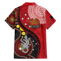Papua New Guinea And Australia Aboriginal Family Matching Off The Shoulder Long Sleeve Dress and Hawaiian Shirt Bird Of Paradise And Kangaroo Together LT05 - Polynesian Pride