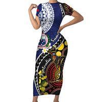 Samoa And Australia Together Family Matching Short Sleeve Bodycon Dress and Hawaiian Shirt Aboriginal Mix Polynesian