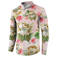 Hawaii Guinea Hula Pig Button Sweatshirt Funny Tropical Style