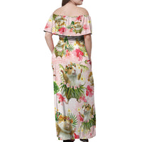 Hawaii Guinea Hula Pig Off Shoulder Maxi Dress Funny Tropical Style
