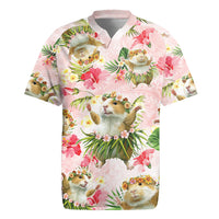 Hawaii Guinea Hula Pig Rugby Jersey Funny Tropical Style LT05 Pink - Polynesian Pride