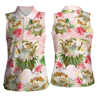 Hawaii Guinea Hula Pig Women Sleeveless Polo Shirt Funny Tropical Style