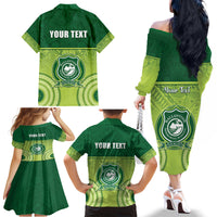 Personalised Ballantine Memorial School Family Matching Off The Shoulder Long Sleeve Dress and Hawaiian Shirt With Fijian Tapa Pattern LT05 - Polynesian Pride