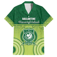 Personalised Ballantine Memorial School Family Matching Off The Shoulder Long Sleeve Dress and Hawaiian Shirt With Fijian Tapa Pattern LT05 Dad's Shirt - Short Sleeve Green - Polynesian Pride