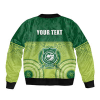Personalised Ballantine Memorial School Sleeve Zip Bomber Jacket With Fijian Tapa Pattern