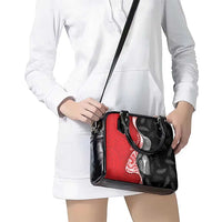 New Zealand Aotearoa Shoulder Handbag Kiwi Fern Maori Pattern Red Version