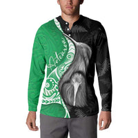New Zealand Aotearoa Button Sweatshirt Kiwi Fern Maori Pattern Green Version
