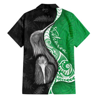 New Zealand Aotearoa Family Matching Off Shoulder Short Dress and Hawaiian Shirt Kiwi Fern Maori Pattern Green Version LT05 - Polynesian Pride