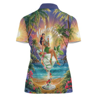 Aloha Hawaii Women Polo Shirt Hula Martini Tropical Vibes - Polynesian Pride