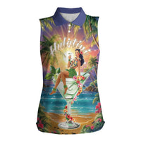 Aloha Hawaii Women Sleeveless Polo Shirt Hula Martini Tropical Vibes LT05 Female Colorful - Polynesian Pride