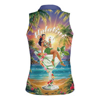 Aloha Hawaii Women Sleeveless Polo Shirt Hula Martini Tropical Vibes LT05 - Polynesian Pride