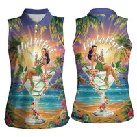 Aloha Hawaii Women Sleeveless Polo Shirt Hula Martini Tropical Vibes LT05 - Polynesian Pride
