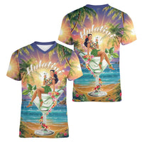 Aloha Hawaii Women V-Neck T-Shirt Hula Martini Tropical Vibes LT05 - Polynesian Pride