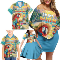 Hawaii Parrot Family Matching Off Shoulder Short Dress and Hawaiian Shirt Im Not Waiting Till 5 Oclock
