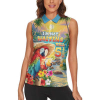 Hawaii Parrot Women Sleeveless Polo Shirt Im Not Waiting Till 5 Oclock