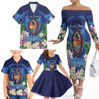 Guam Liberation Day Family Matching Off The Shoulder Long Sleeve Dress and Hawaiian Shirt Pas Para I Chamoru LT05 - Polynesian Pride