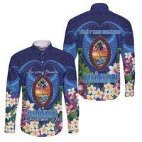 Guam Liberation Day Family Matching Short Sleeve Bodycon Dress and Hawaiian Shirt Pas Para I Chamoru LT05 Dad's Shirt - Long Sleeve Navy - Polynesian Pride